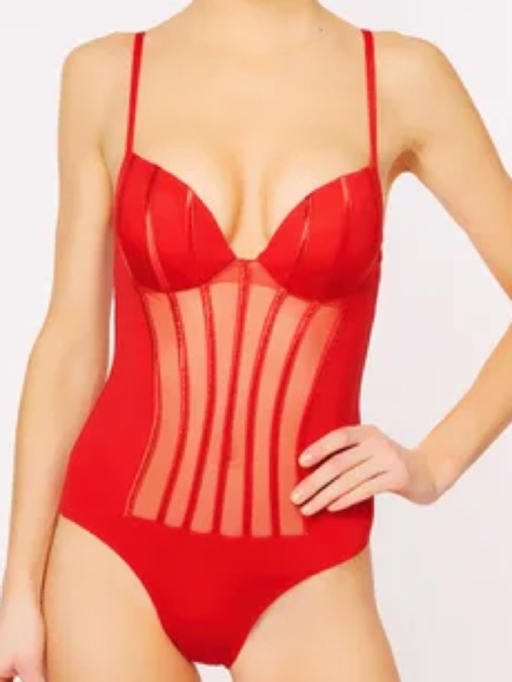 New La Perla Red Sculpted One-Piece Swimsuit